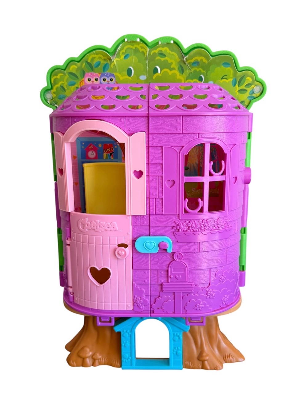 Barbie Chelsea Treehouse Folding Dollhouse Playset Purple Pink Slide